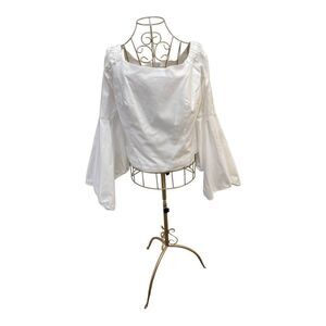 NWT Petersyn Harlan 100% cotton long sleeve white top size L